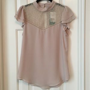 Mauve Pink Lacey Blouse Top H&M Size S/4